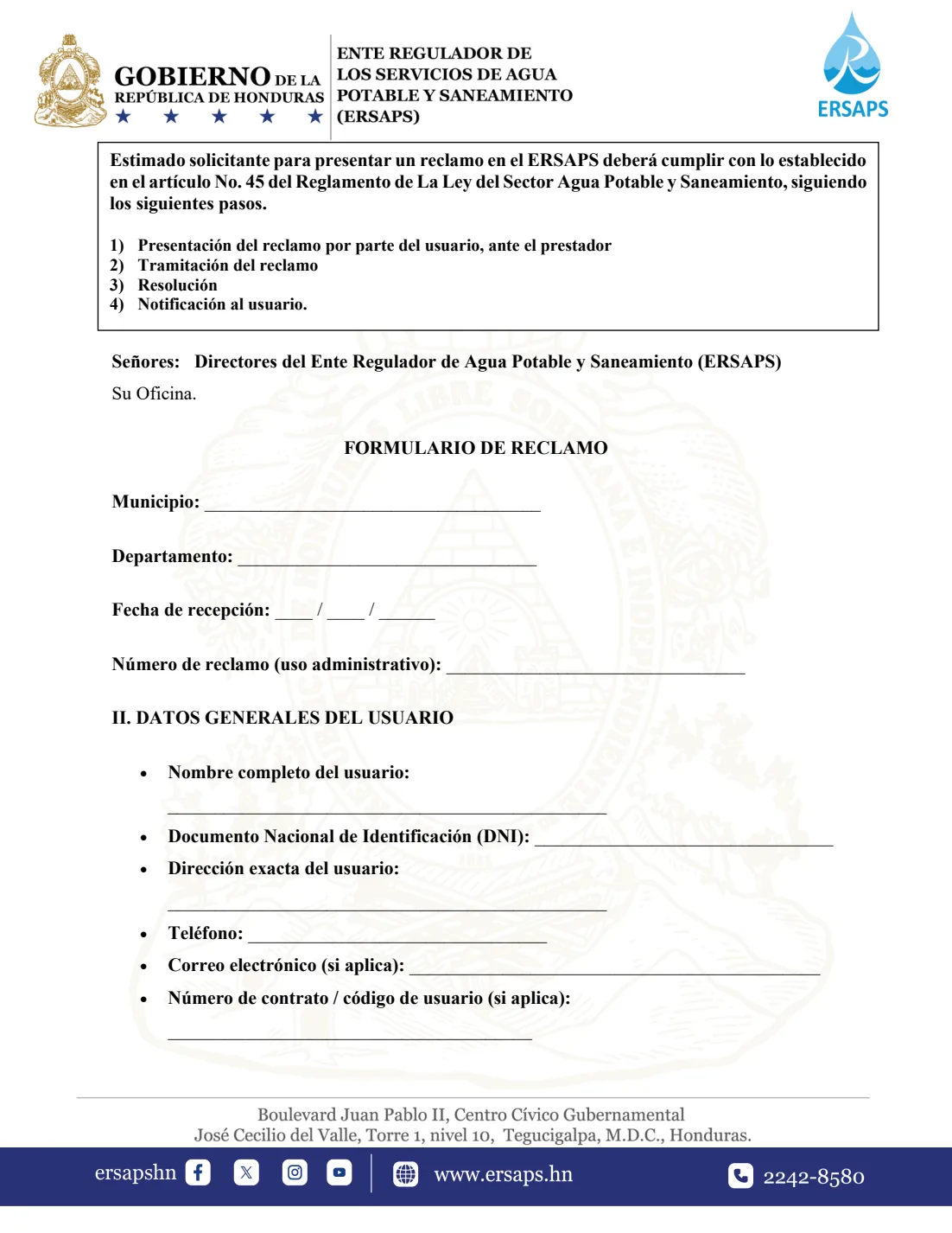 Nuevo formato para reclamos